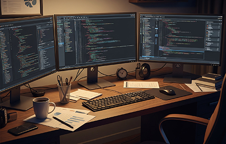 ภาพหน้าจอโปรแกรมเมอร์ที่มีเมนู